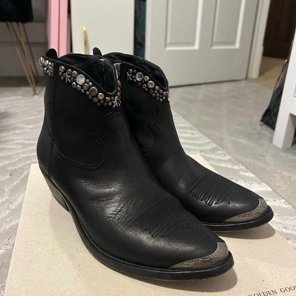 Golden Goose Young Studded Black Ankle Boot